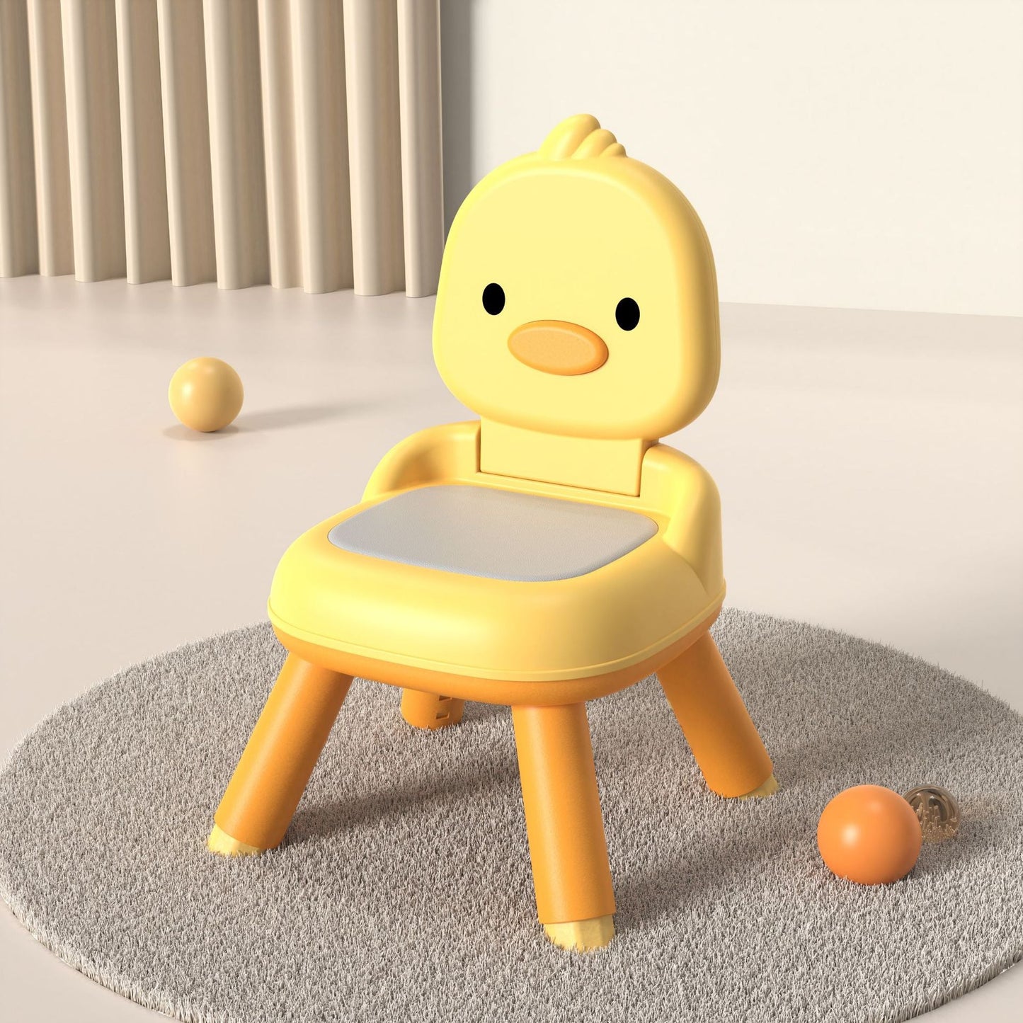 Contemporary Creative Round Duck-Shaped PP TPE PU Leather PVC Height-Adjustable Kids Dining Chair Backrest Armless For Dining Room & Kitchen