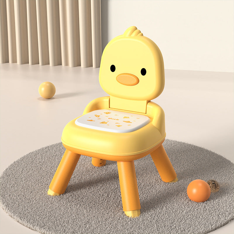 Contemporary Creative Round Duck-Shaped PP TPE PU Leather PVC Height-Adjustable Kids Dining Chair Backrest Armless For Dining Room & Kitchen