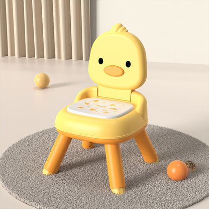 Contemporary Creative Round Duck-Shaped PP TPE PU Leather PVC Height-Adjustable Kids Dining Chair Backrest Armless For Dining Room & Kitchen