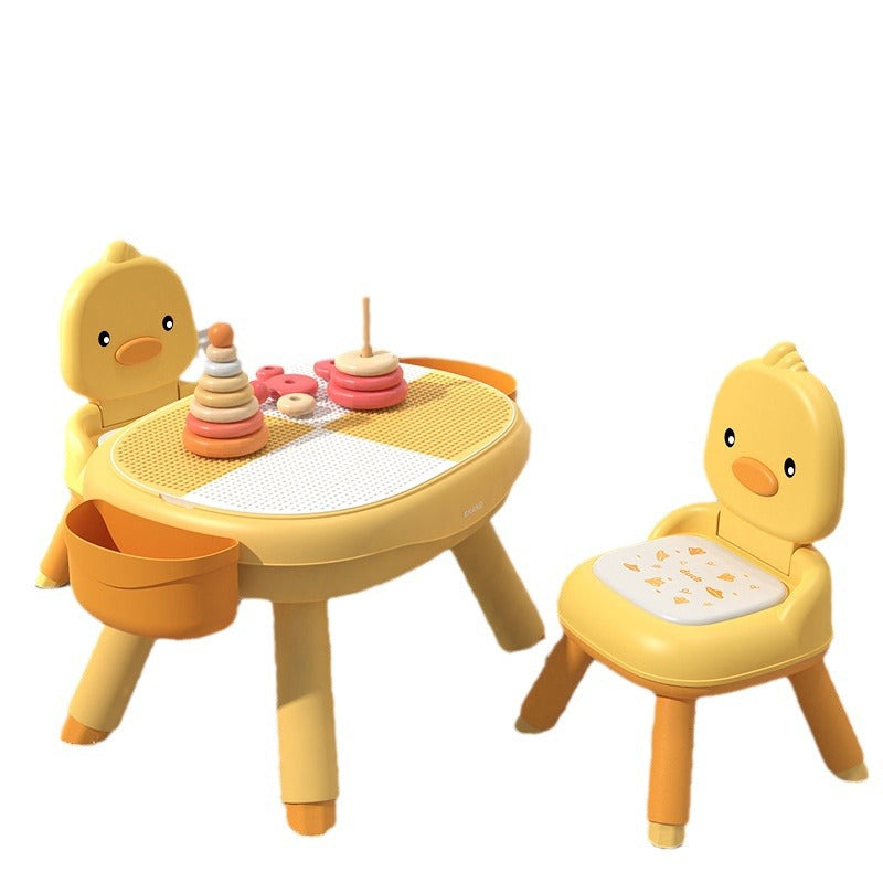Contemporary Creative Round Duck-Shaped PP TPE PU Leather PVC Height-Adjustable Kids Dining Chair Backrest Armless For Dining Room & Kitchen