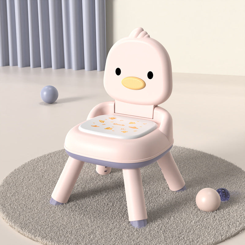 Contemporary Creative Round Duck-Shaped PP TPE PU Leather PVC Height-Adjustable Kids Dining Chair Backrest Armless For Dining Room & Kitchen