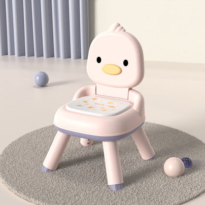 Contemporary Creative Round Duck-Shaped PP TPE PU Leather PVC Height-Adjustable Kids Dining Chair Backrest Armless For Dining Room & Kitchen