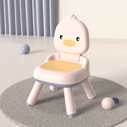 Contemporary Creative Round Duck-Shaped PP TPE PU Leather PVC Height-Adjustable Kids Dining Chair Backrest Armless For Dining Room & Kitchen