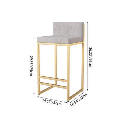 Modern Minimalist Rectangular Iron Velvet Bar Stool Backrest Armless For Dining Room & Kitchen