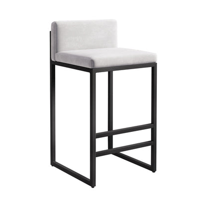 Modern Minimalist Rectangular Iron Velvet Bar Stool Backrest Armless For Dining Room & Kitchen