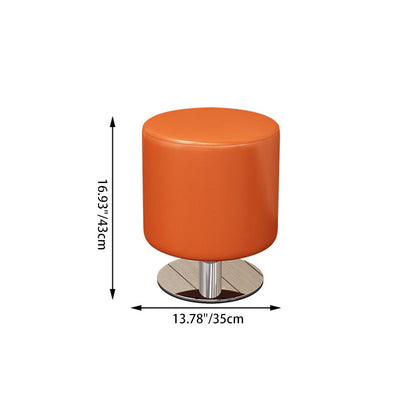 Modern Minimalist Cylindrical Solid Wood PU Leather Steel Bar Stool Backless Armless For Dining Room & Kitchen