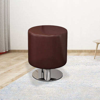 Modern Minimalist Cylindrical Solid Wood PU Leather Steel Bar Stool Backless Armless For Dining Room & Kitchen
