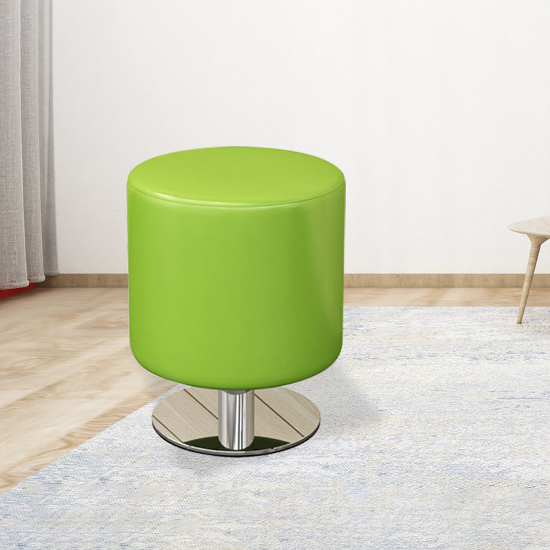 Modern Minimalist Cylindrical Solid Wood PU Leather Steel Bar Stool Backless Armless For Dining Room & Kitchen