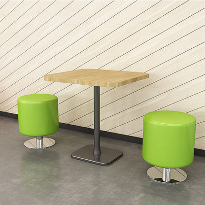 Modern Minimalist Cylindrical Solid Wood PU Leather Steel Bar Stool Backless Armless For Dining Room & Kitchen