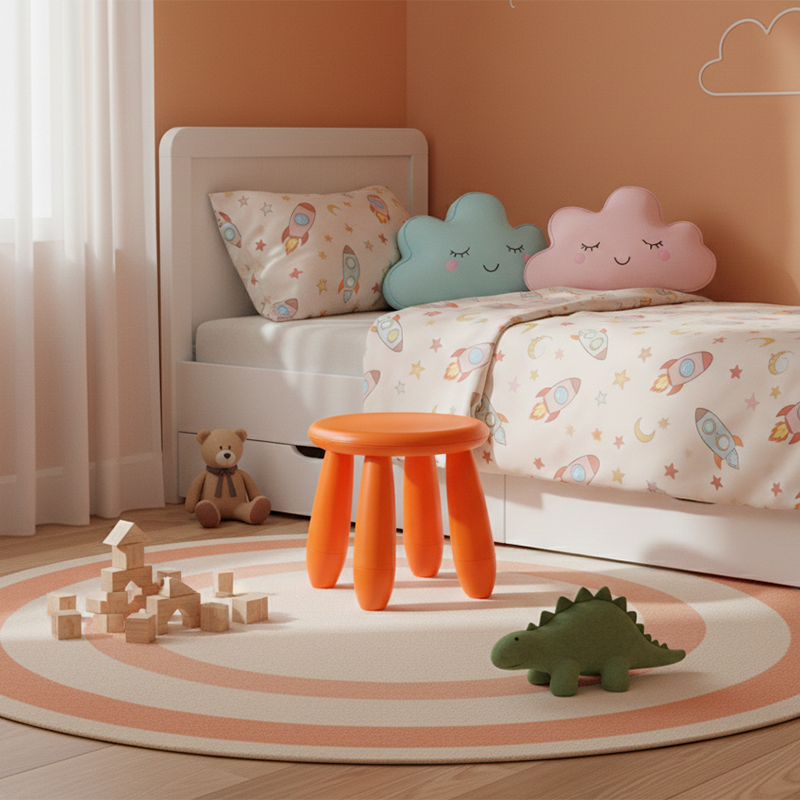 Modern Minimalist Cylindrical Kid PP Low Stool Backless Armless For Living Room