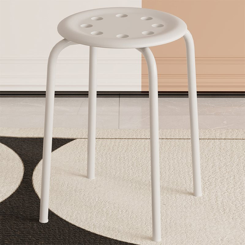 Modern Minimalist Cylindrical 8-Hole Round Iron Dining Chair Backless Armless For Dining Room & Kitchen