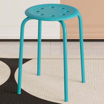 Modern Minimalist Cylindrical 8-Hole Round Iron Dining Chair Backless Armless For Dining Room & Kitchen