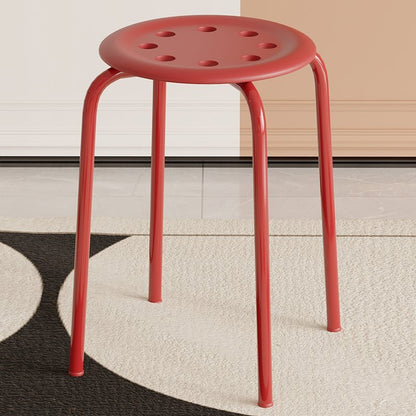 Modern Minimalist Cylindrical 8-Hole Round Iron Dining Chair Backless Armless For Dining Room & Kitchen