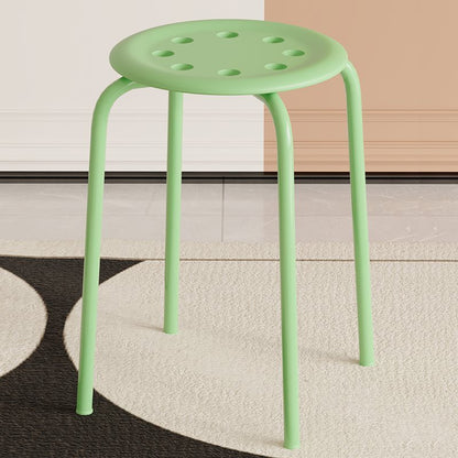 Modern Minimalist Cylindrical 8-Hole Round Iron Dining Chair Backless Armless For Dining Room & Kitchen