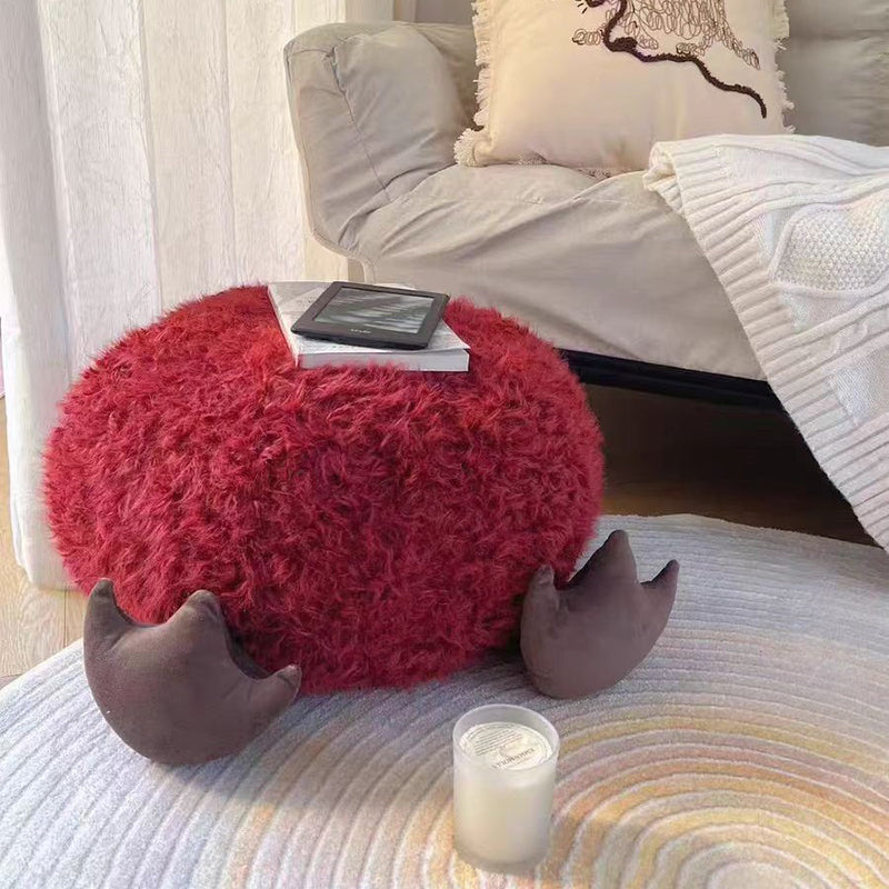 Contemporary Creative Cylindrical Round EPP Particle Short Fleece Kid Low Stool Backless Armless For Living Room