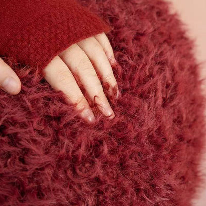 Contemporary Creative Cylindrical Round EPP Particle Short Fleece Kid Low Stool Backless Armless For Living Room