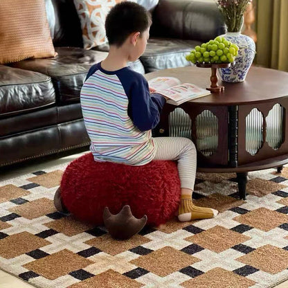 Contemporary Creative Cylindrical Round EPP Particle Short Fleece Kid Low Stool Backless Armless For Living Room