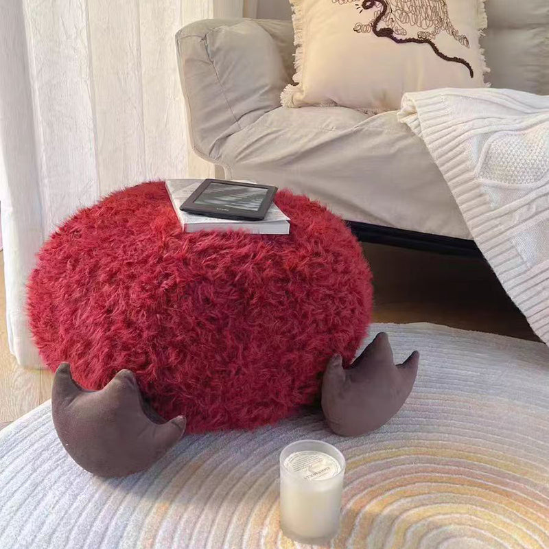 Contemporary Creative Cylindrical Round EPP Particle Short Fleece Kid Low Stool Backless Armless For Living Room