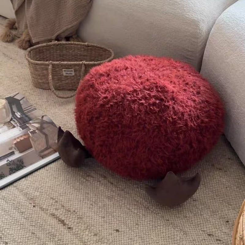 Contemporary Creative Cylindrical Round EPP Particle Short Fleece Kid Low Stool Backless Armless For Living Room