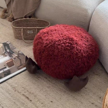 Contemporary Creative Cylindrical Round EPP Particle Short Fleece Kid Low Stool Backless Armless For Living Room
