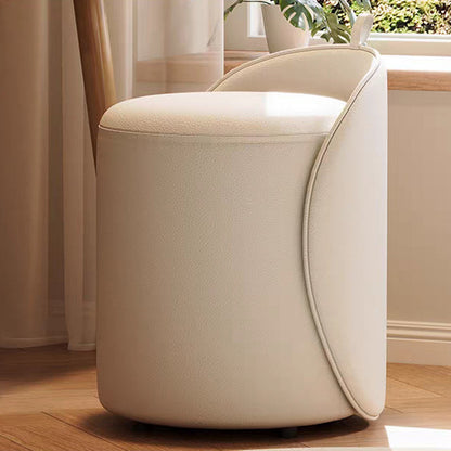 Modern Minimalist Cylindrical PU Leather Solid Wood Vanity Stool Backless Armless For Bedroom