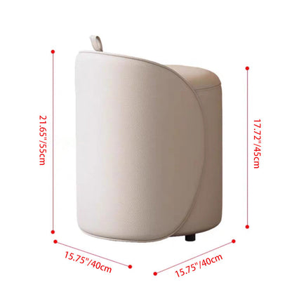 Modern Minimalist Cylindrical PU Leather Solid Wood Vanity Stool Backless Armless For Bedroom