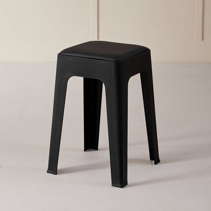 Modern Minimalist Rectangular PU Leather PP Stackable Dining Chair Backless Armless For Dining Room & Kitchen