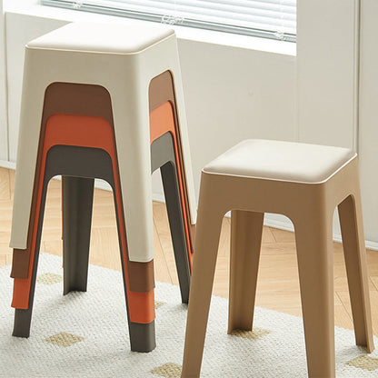 Modern Minimalist Rectangular PU Leather PP Stackable Dining Chair Backless Armless For Dining Room & Kitchen