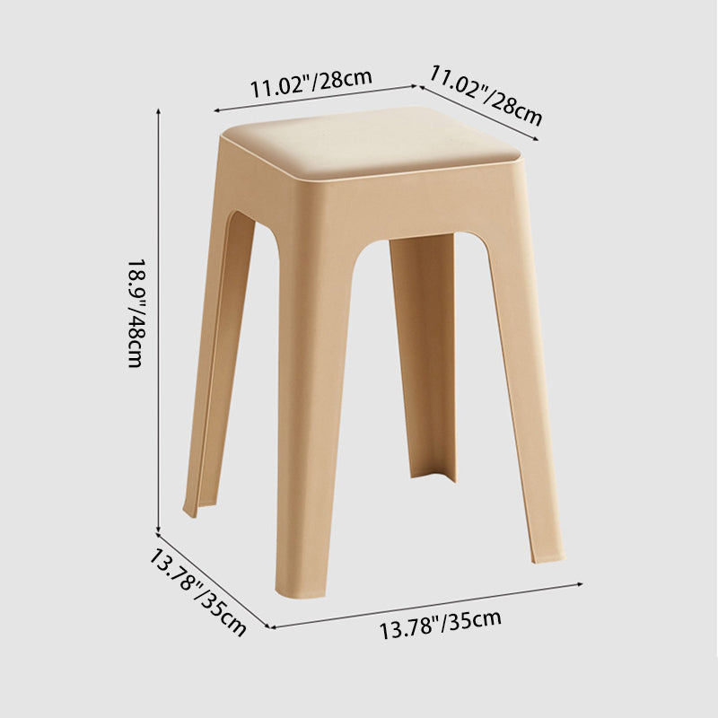 Modern Minimalist Rectangular PU Leather PP Stackable Dining Chair Backless Armless For Dining Room & Kitchen