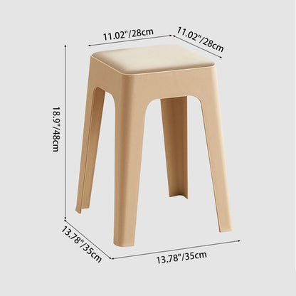 Modern Minimalist Rectangular PU Leather PP Stackable Dining Chair Backless Armless For Dining Room & Kitchen