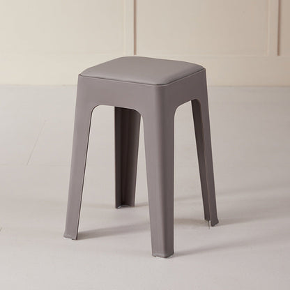Modern Minimalist Rectangular PU Leather PP Stackable Dining Chair Backless Armless For Dining Room & Kitchen