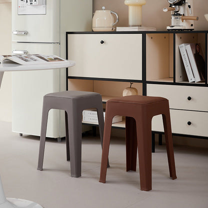 Modern Minimalist Rectangular PU Leather PP Stackable Dining Chair Backless Armless For Dining Room & Kitchen