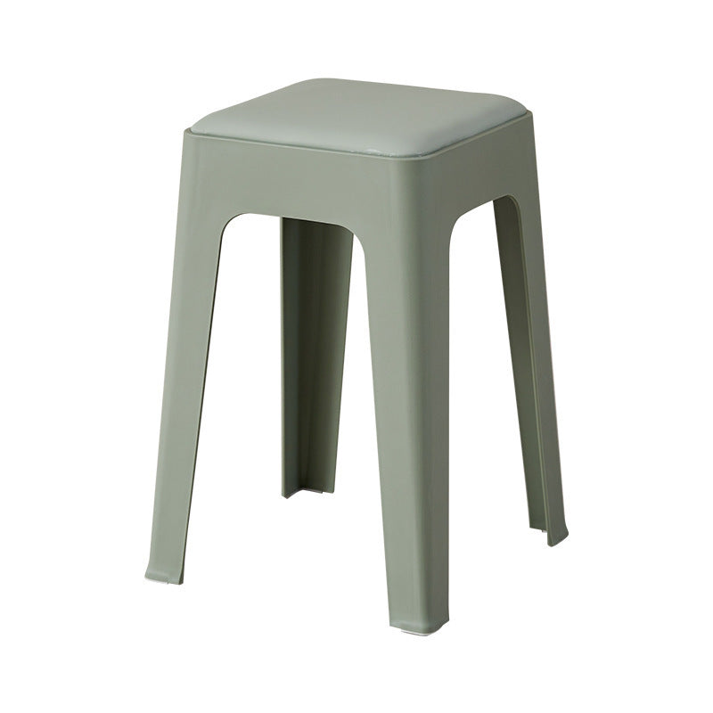 Modern Minimalist Rectangular PU Leather PP Stackable Dining Chair Backless Armless For Dining Room & Kitchen
