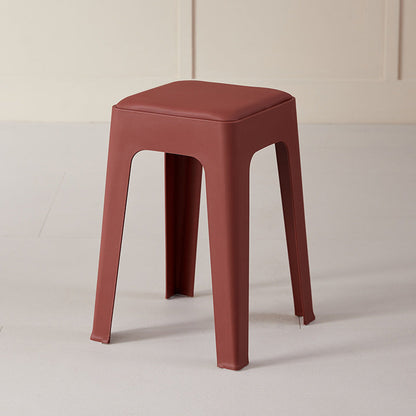 Modern Minimalist Rectangular PU Leather PP Stackable Dining Chair Backless Armless For Dining Room & Kitchen