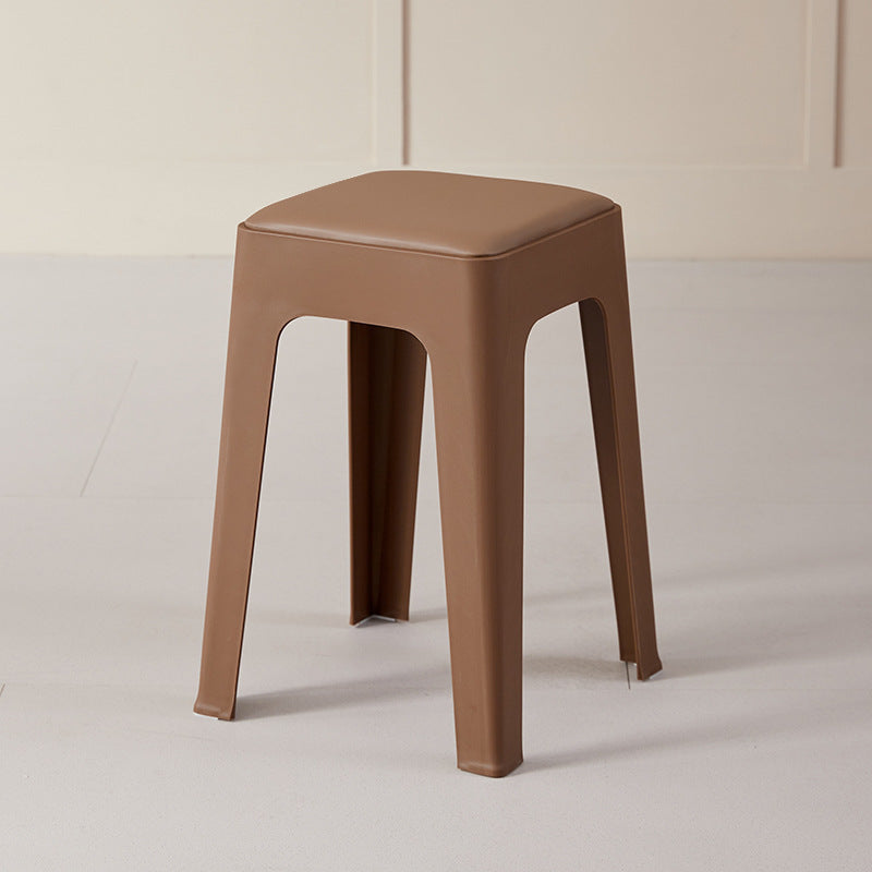 Modern Minimalist Rectangular PU Leather PP Stackable Dining Chair Backless Armless For Dining Room & Kitchen