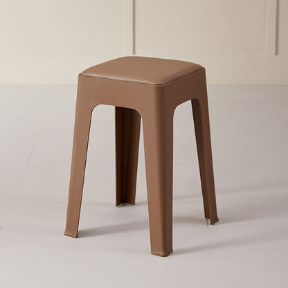 Modern Minimalist Rectangular PU Leather PP Stackable Dining Chair Backless Armless For Dining Room & Kitchen