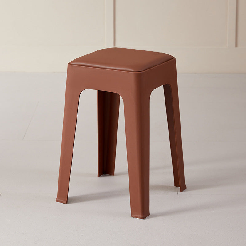 Modern Minimalist Rectangular PU Leather PP Stackable Dining Chair Backless Armless For Dining Room & Kitchen