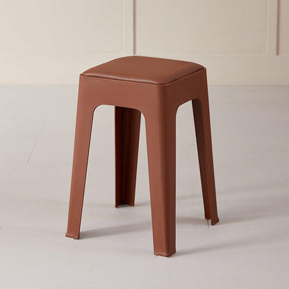 Modern Minimalist Rectangular PU Leather PP Stackable Dining Chair Backless Armless For Dining Room & Kitchen