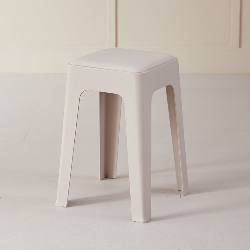 Modern Minimalist Rectangular PU Leather PP Stackable Dining Chair Backless Armless For Dining Room & Kitchen
