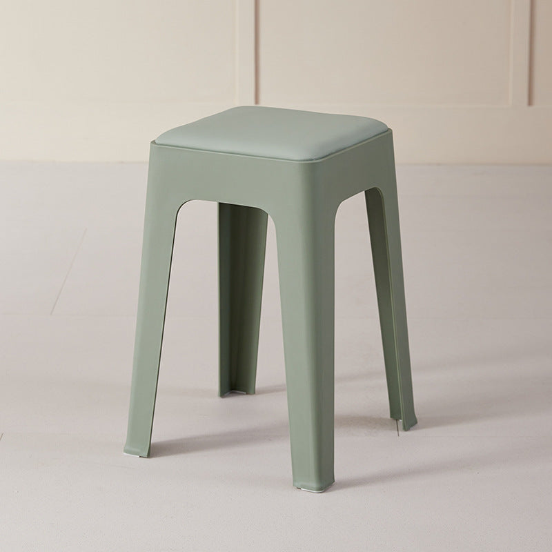 Modern Minimalist Rectangular PU Leather PP Stackable Dining Chair Backless Armless For Dining Room & Kitchen