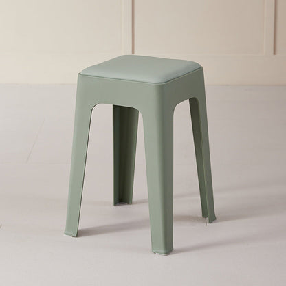 Modern Minimalist Rectangular PU Leather PP Stackable Dining Chair Backless Armless For Dining Room & Kitchen