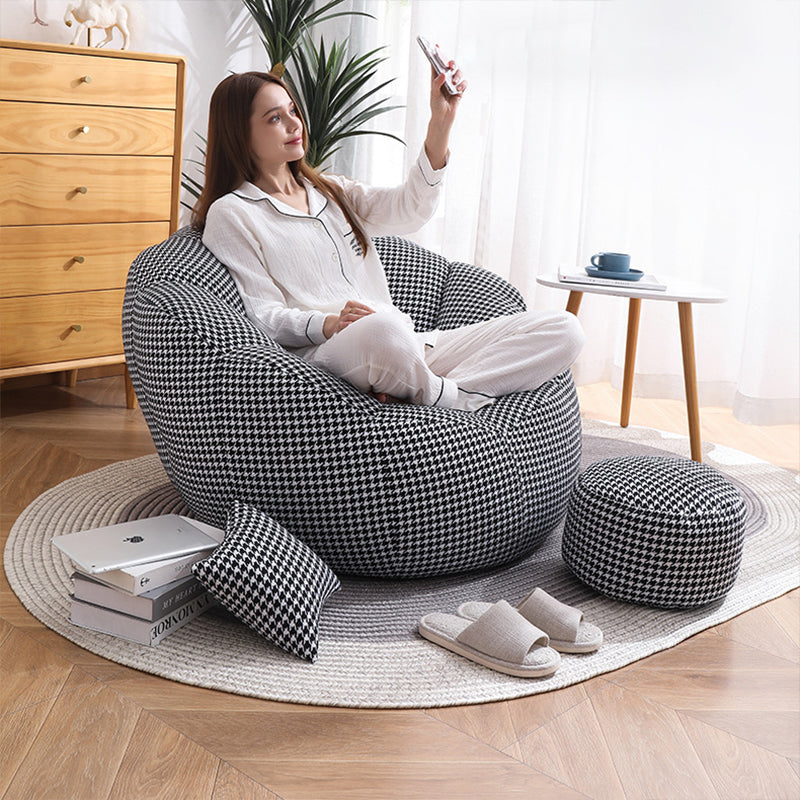 Modern Minimalist Round Floral-Shaped Velvet EPS & EPP Particle Accent Chair Backrest Armrest For Living Room