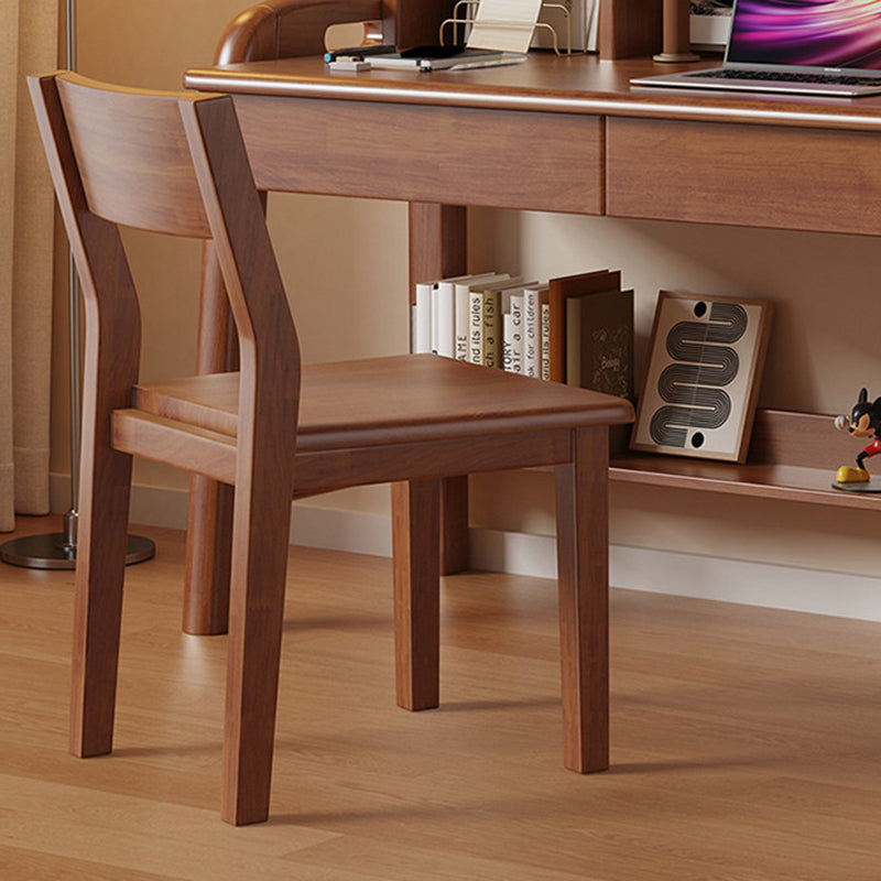 Contemporary Nordic Rectangular Rubberwood Solid Wood Dining Chair Backrest Armless For Dining Room & Kitchen
