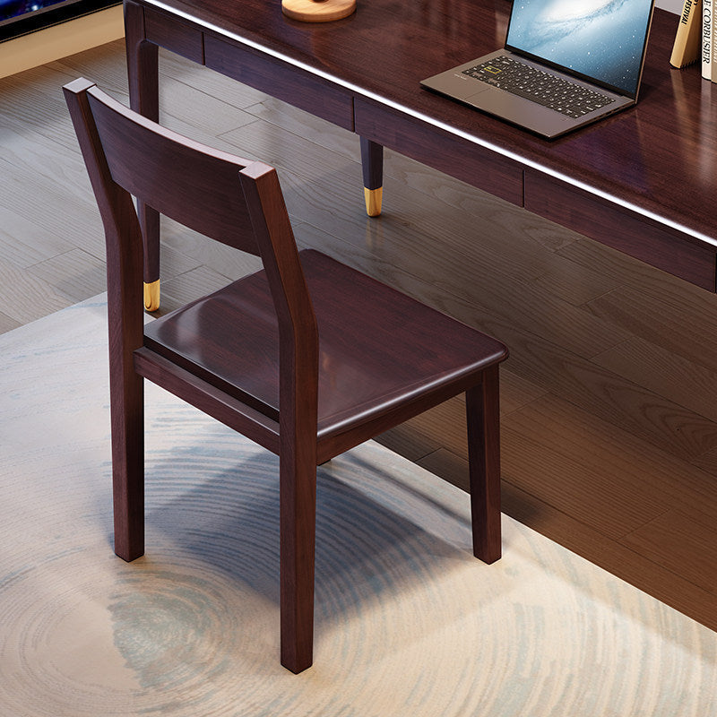 Contemporary Nordic Rectangular Rubberwood Solid Wood Dining Chair Backrest Armless For Dining Room & Kitchen
