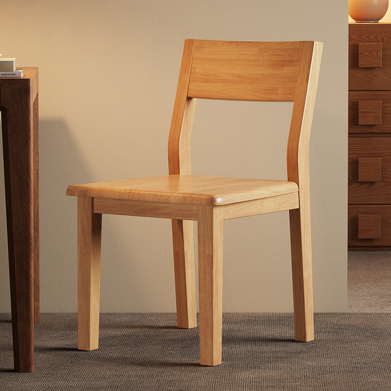 Contemporary Nordic Rectangular Rubberwood Solid Wood Dining Chair Backrest Armless For Dining Room & Kitchen