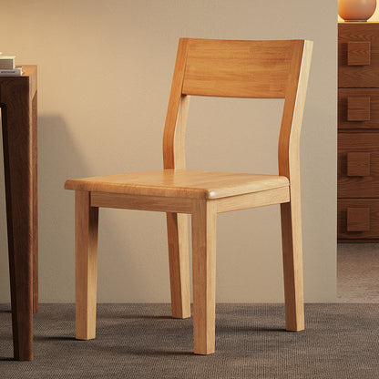 Contemporary Nordic Rectangular Rubberwood Solid Wood Dining Chair Backrest Armless For Dining Room & Kitchen