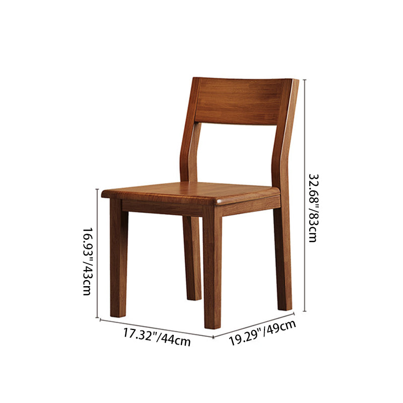 Contemporary Nordic Rectangular Rubberwood Solid Wood Dining Chair Backrest Armless For Dining Room & Kitchen