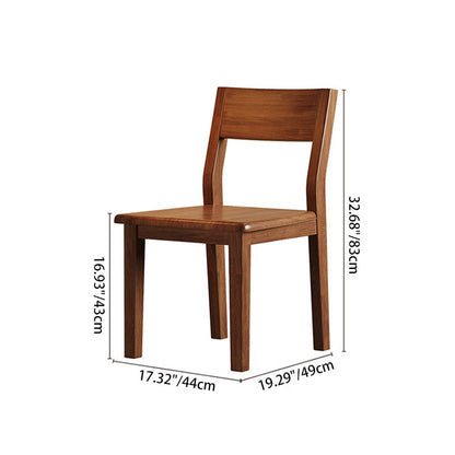 Contemporary Nordic Rectangular Rubberwood Solid Wood Dining Chair Backrest Armless For Dining Room & Kitchen
