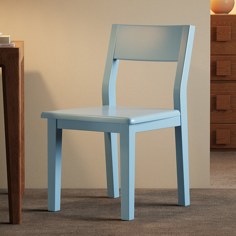 Contemporary Nordic Rectangular Rubberwood Solid Wood Dining Chair Backrest Armless For Dining Room & Kitchen