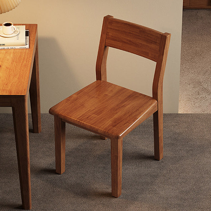 Contemporary Nordic Rectangular Rubberwood Solid Wood Dining Chair Backrest Armless For Dining Room & Kitchen